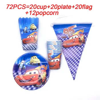 

1st Birthday Party Decorations Kids Boy Favor The Car Macqueen Birthday Party Supplies Paper Cup Plate Banner Popcorn box Hats