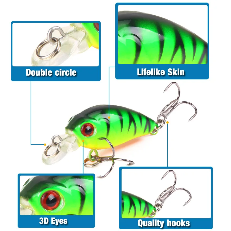 1PCS Minnow Fishing Lure 45mm 3.5g Crankbait Hard Bait Artificial Wobbler Bass Japan Fly Carp Striped Bass Fishing Accessories