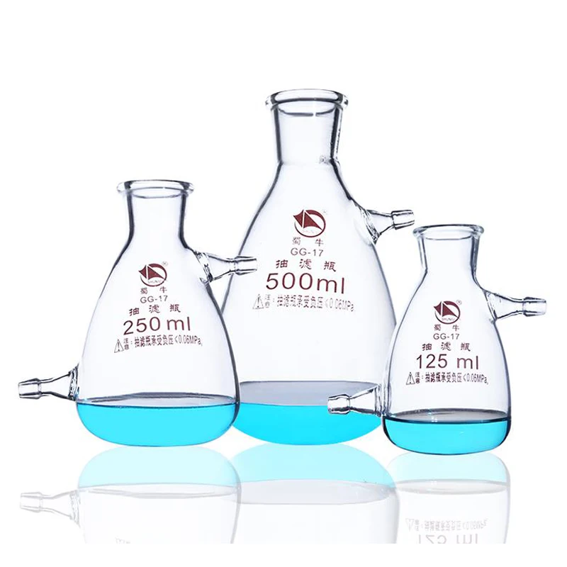 High Borosilicate Glass Filter Bottles with Upper and Lower Spouts Lab Buchner Funnel Filter Flask Laboratory Equipment