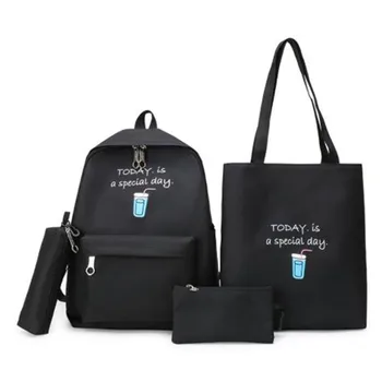 

4set Backpack Fashion Women Backpack Canvas Shoulder Bags Printing Girl School bags Mochilas Female Children Student Backpack