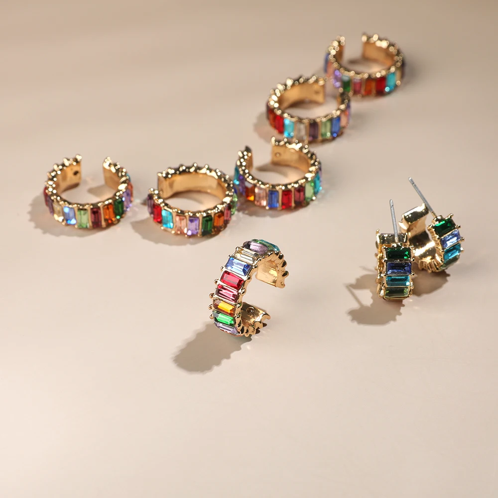 

Sloong Latest Ba New Colorful CZ Ear Clip With no piercing Women Small Hoop Earrings