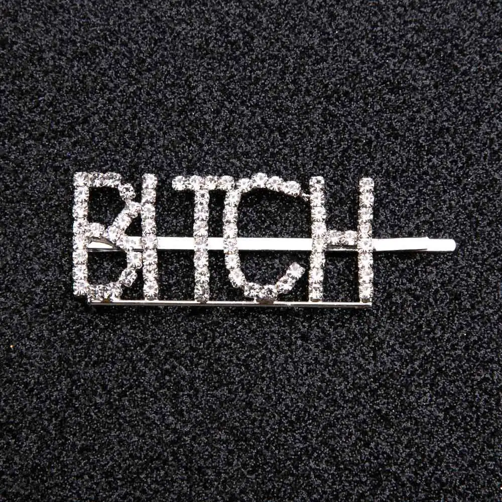 BITCH 1 шт. блестящие X шпильки для волос, Кристальные блестящие стразы, буквы, заколки для волос, Женский инструмент для укладки, заколка для волос, алмазные аксессуары для волос - Цвет: BITCH