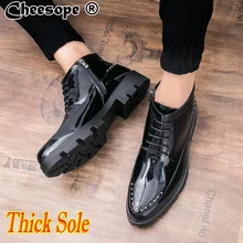 Мужские ботинки martin с заклепками на толстой подошве; мужские ботильоны в британском стиле; зимние ботинки «Челси» в военном стиле; ботинки для увеличения роста; мужская обувь