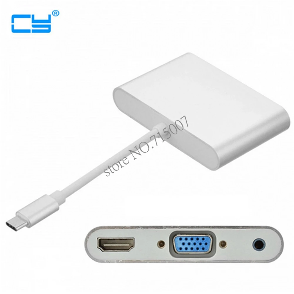 Многофункциональный USB 3,1 type-C комбо 3 в 1 USB-C к HDMI цифровой AV& VGA& 3,5 мм аудио адаптер для ноутбуков и ноутбуков