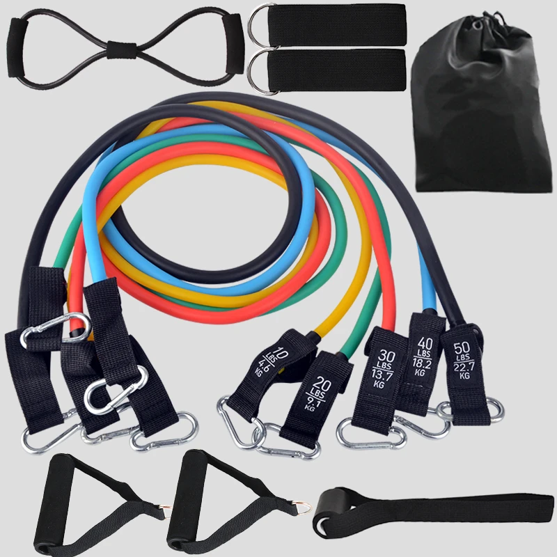 Rubber Bodybuilding Home Gym Equipment 12pcs Resistance Bands Set