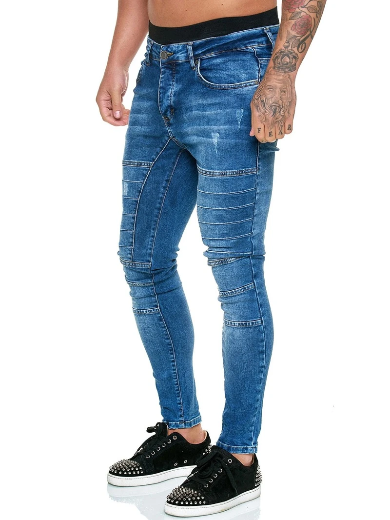 Pantalones vaqueros de estilo Casual para hombre, Jeans ajustados de talla grande, elásticos, color negro azul, a la moda, 2021|Pantalones vaqueros| -