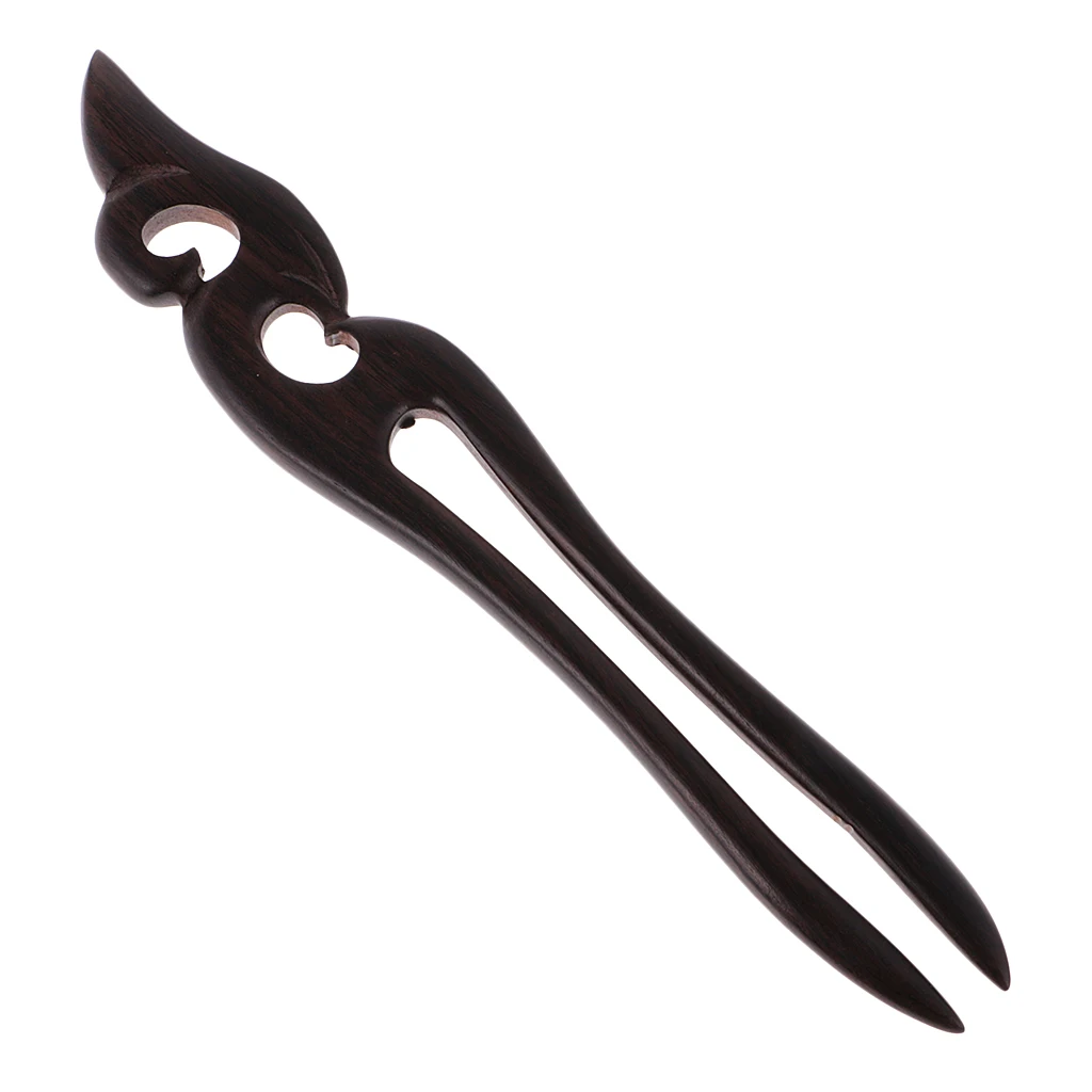 6 Pieces Chinese Classical Women Hair Clip Handmade Black Sandalwood Hair Stick