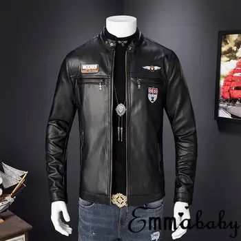 

Men's faux Leather Jackets Men Biker Motorcycle Coats Male Plus Size 3XL