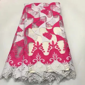 

High-end rose red lace fabric, Nigerian lace fabric, wedding in 2019, tulle lace fabric