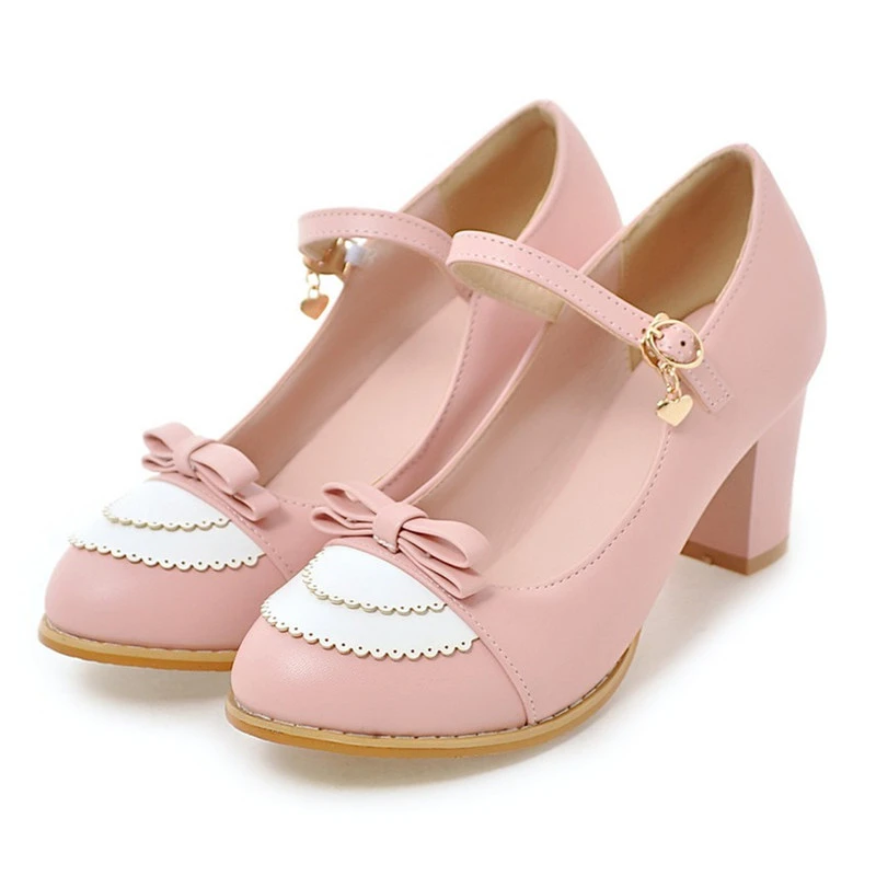 pink shoes block heel