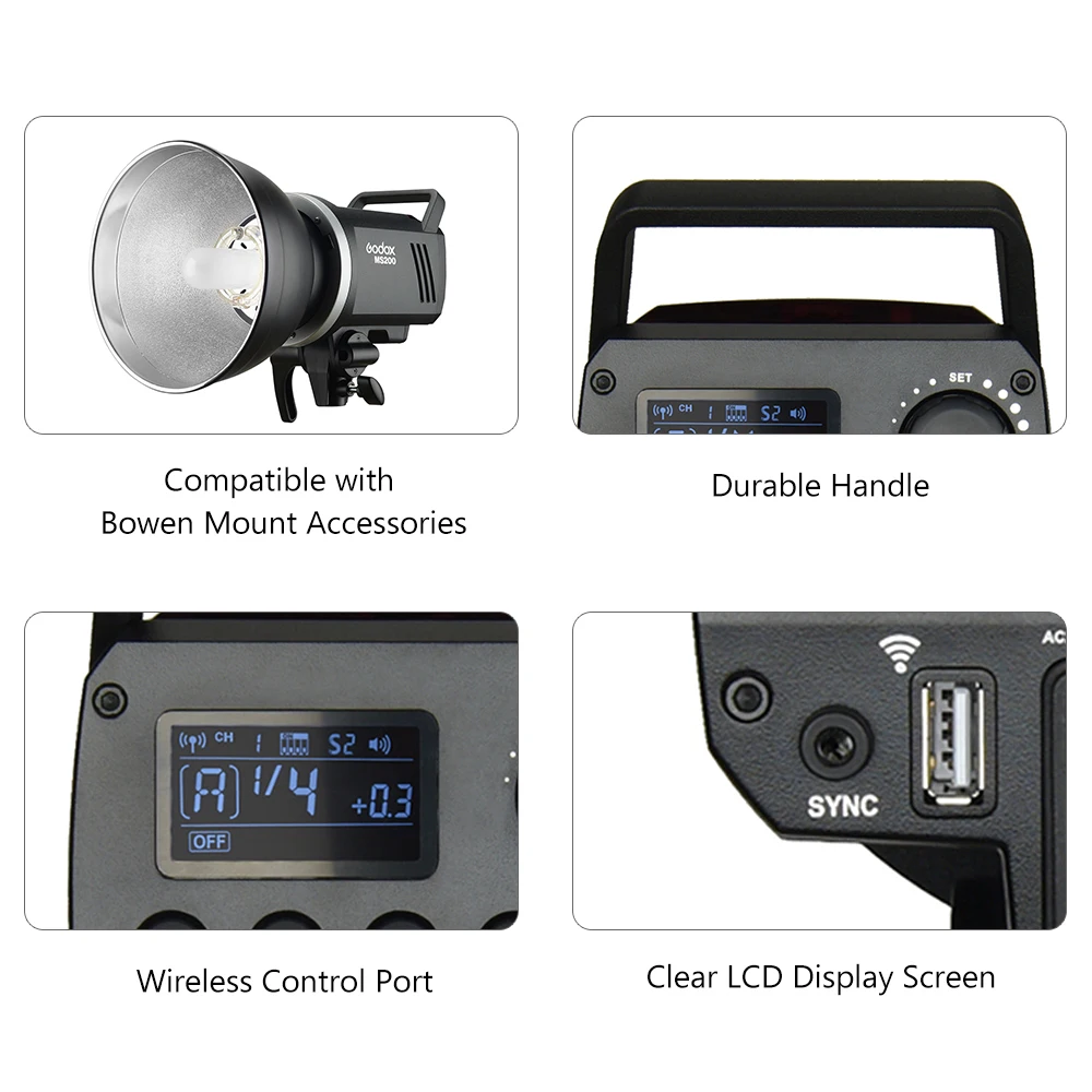 Godox MS200 студийная вспышка стробоскоп+ X2T-F ttl Беспроводная вспышка триггер Встроенный 2,4G Беспроводная X система для камеры Fuji DSLR