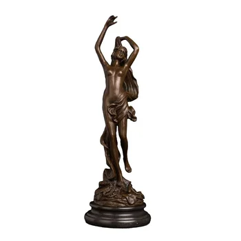 

Sexy Girl Statue Figurine Real Bronze Hot Casting Western Bare Breasts Female Sculpture for Decoration