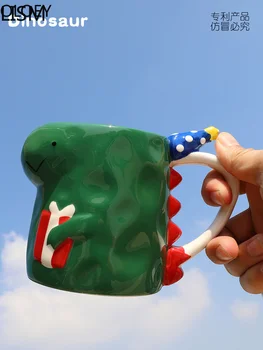 

Cup Coffee Office Handmade Cute Coffee Mugs Dinosaur Porcelain Coffee Mugs with Lids Cartoon Creative Coffee Mugs Personalized