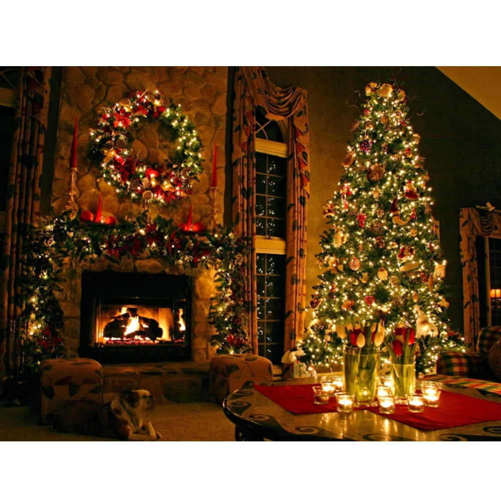 

Merry Christmas Bright Tree Warm High Definition Printing Design Wall Tapestry