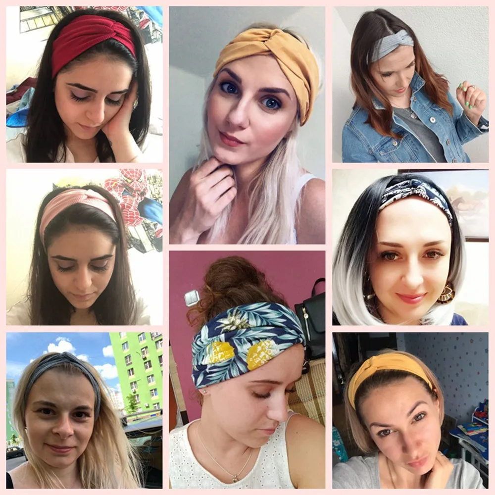 13 Colors Nonslip Elastic Folds Yoga Hairband Fashion Wide Sports Headband Running Accessories Summer Stretch Hair Band