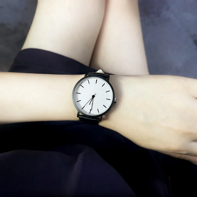 Enmex style lady gift  wristwatch Brief vogue simple stylish Black and white face elegant quartz clock fashion lady watch