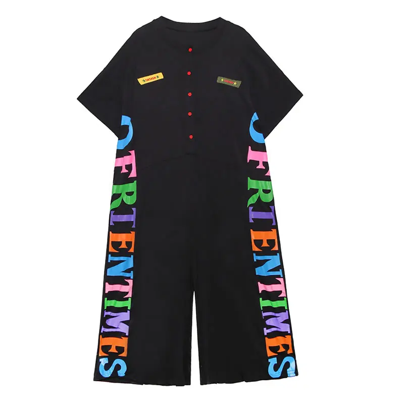 XITAO Tide Plus Size Letter Print Jumpsuits Women Clothes 2020 Summer New Fashion Vintage Pocket Match All Jumpsuits ZLL5238