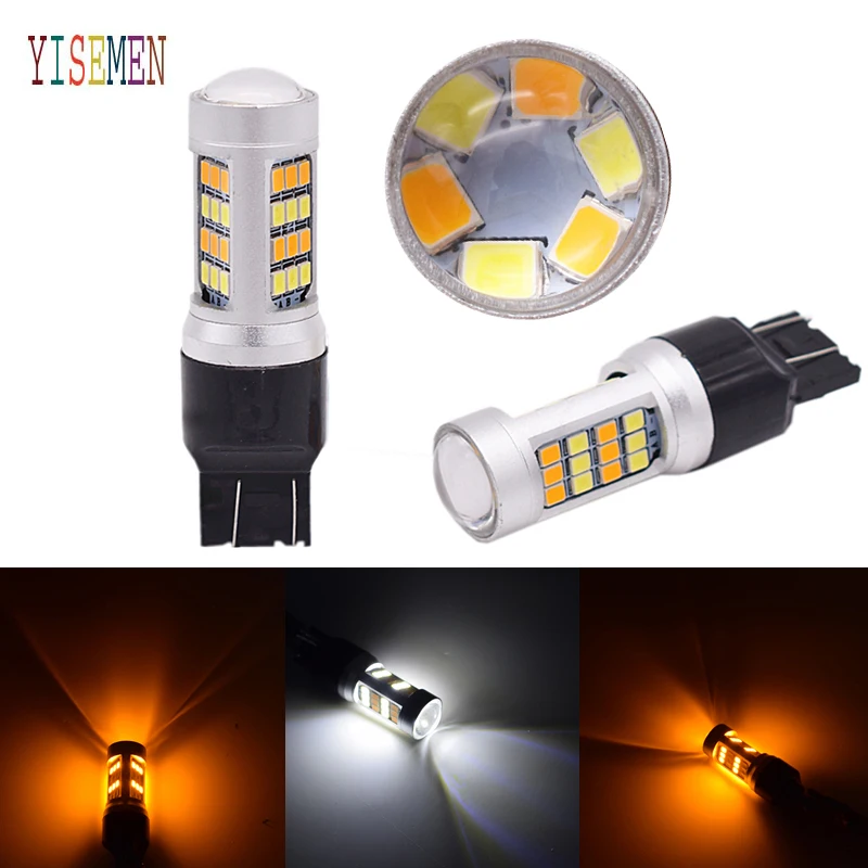 

2PCS W21/5W T20 7443 2835 42 SMD White/Amber DC 12V Led Car Bulb Reverse Light Parking Light Turn Signal Light Rear Lamps