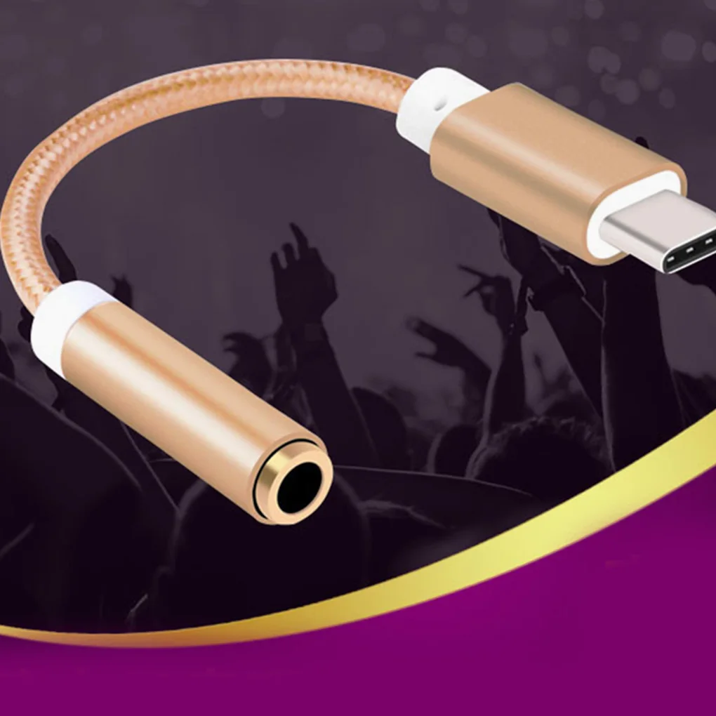

Type-C to 3.5mm Jack Converter Earphone Audio Adapter Weave Cable Type C to 3.5 mm Headphone Aux Cable