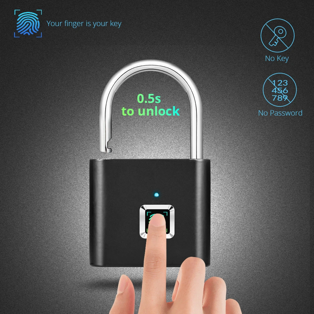 Золотой безопасности 1 шт. Интеллектуальный USB Перезаряжаемый дверной замок отпечатков пальцев замок для сумки быстрая разблокировка отпечатков пальцев замок для шкафа