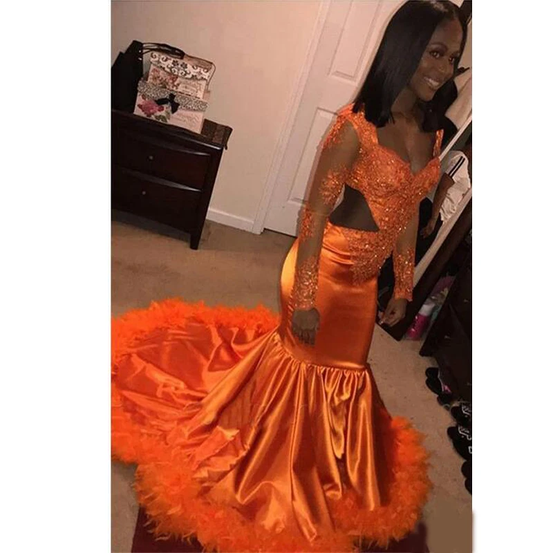 orange and black gown