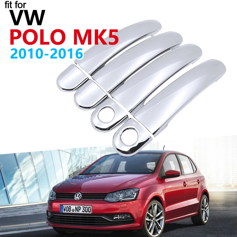 Роскошная хромированная накладка на дверные ручки для Volkswagen VW POLO 6R 6C MK5 2010~, аксессуары, наклейки для автомобиля 2013