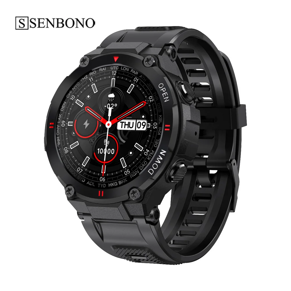 SENBONO-reloj inteligente deportivo para hombre y mujer, dispositivo resistente al agua, con Bluetooth, llamadas, rastreador de Fitness, oxígeno en sangre, para IOS y Android