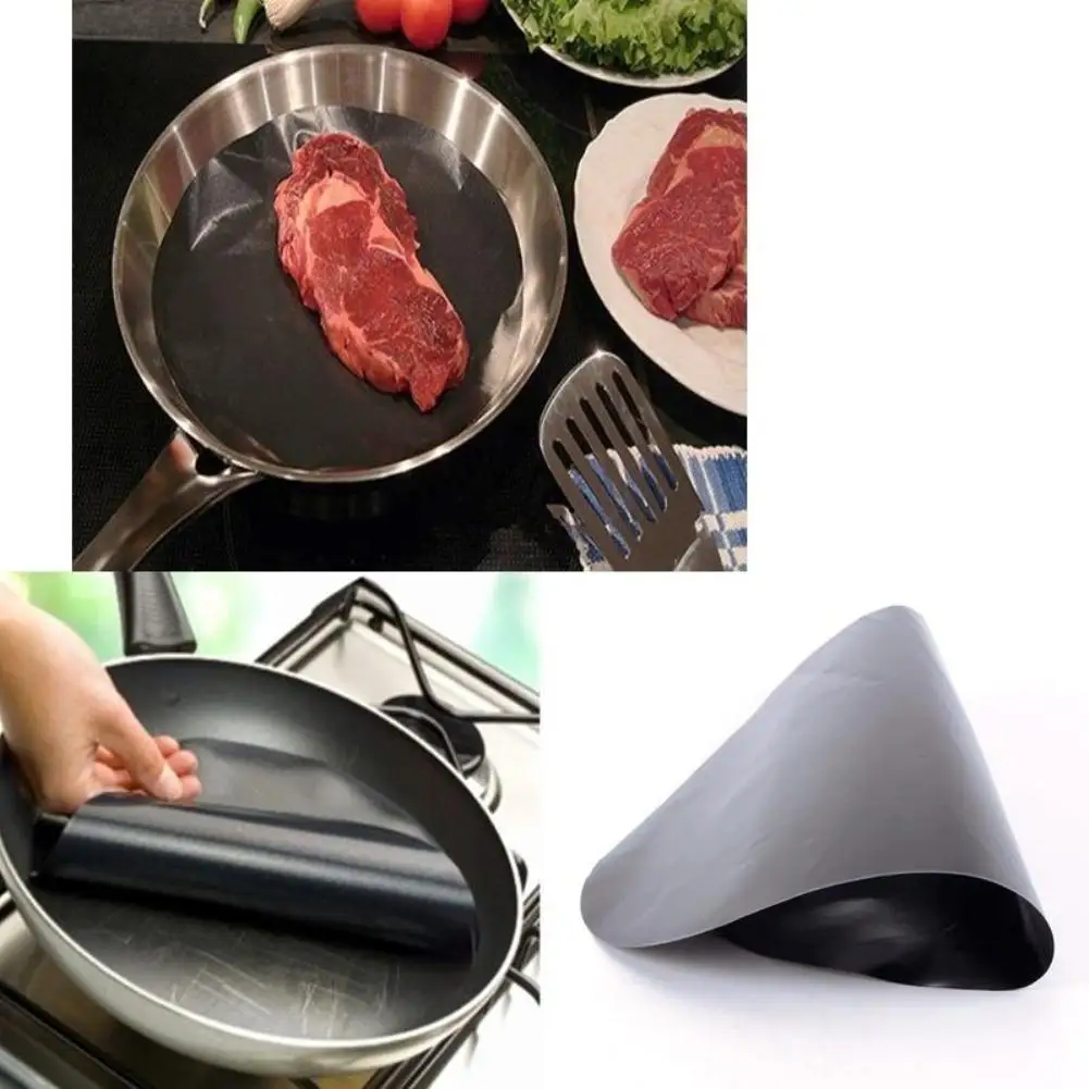 24cm Pan Mat Heat Resistant Frying Pan Round Liner Sheet Non-stick Mat Cooking Sheet Pad Reuseable Kitchen BBQ Baking Mats