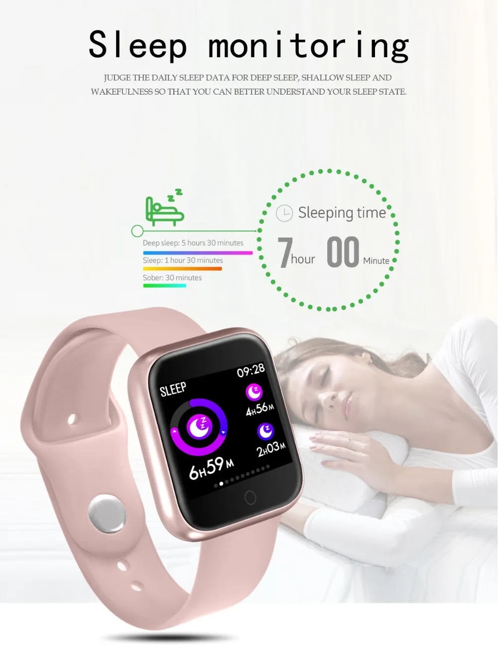 P70 Смарт-часы Для женщин IP68 Водонепроницаемый умные часы, отображающие сердцебиение, измеритель артериального давления, Фитнес трекер для IOS и Android pk P68 T80