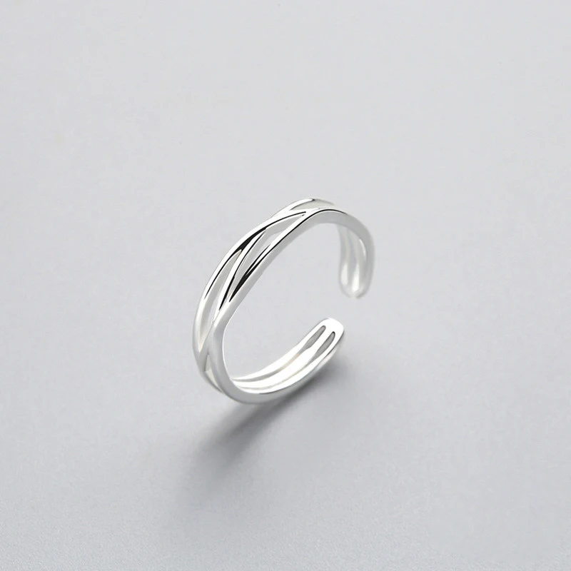 Adjustable Ring Fine-Jewelry Geometric 925-Sterling-Silver Minimalist Women for Accessories