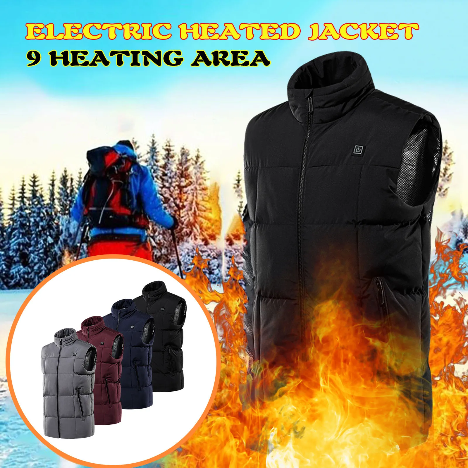 9 Areas Men Heated Vest Smart Heating Cotton Vest Usb Infrared Electric