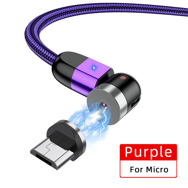 2m LED 540 Rotate Magnetic Cable Micro Type C Phone Cable For iPhone12 Pro XS Max Samsung Xiaomi USB C Cord Wire Cable