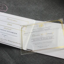 HI1138 Пользовательские белые в твердом переплете свадебные карточки с акриловое приглашение больше цветов доступны