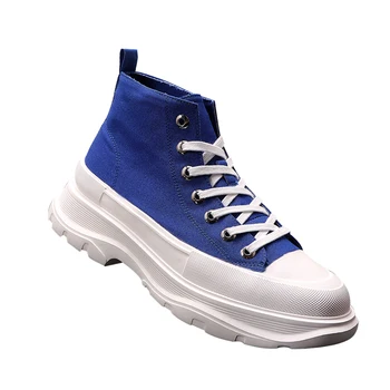 

High-top Board Shoe Men's Canvas Shoes Platform Hidden Wedge Sneakers Breathable Cloth Shoes Youth Highseas Short Boots