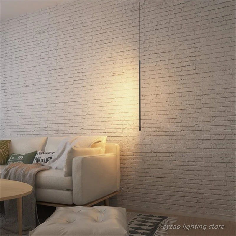 Simple Bedroom Bedside Pendant Lights Modern Living Room Decor Line LED Lamps Geometry Strip Hanging Light Fixtures | Лампы и