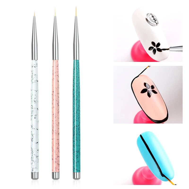 

3 Pcs Nail Art Pen Brush Set Metal Handle Drawing Liner Dotting Painting DIY Manicure Tools Kit Dropshipping SMJ