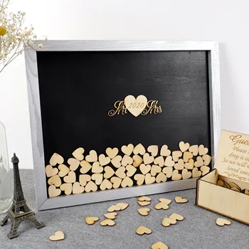 

Personalized Wedding Guest Book Drop Top Box Guestbook Alternative Guest Memory 100 pcs Heart Gift For Couple