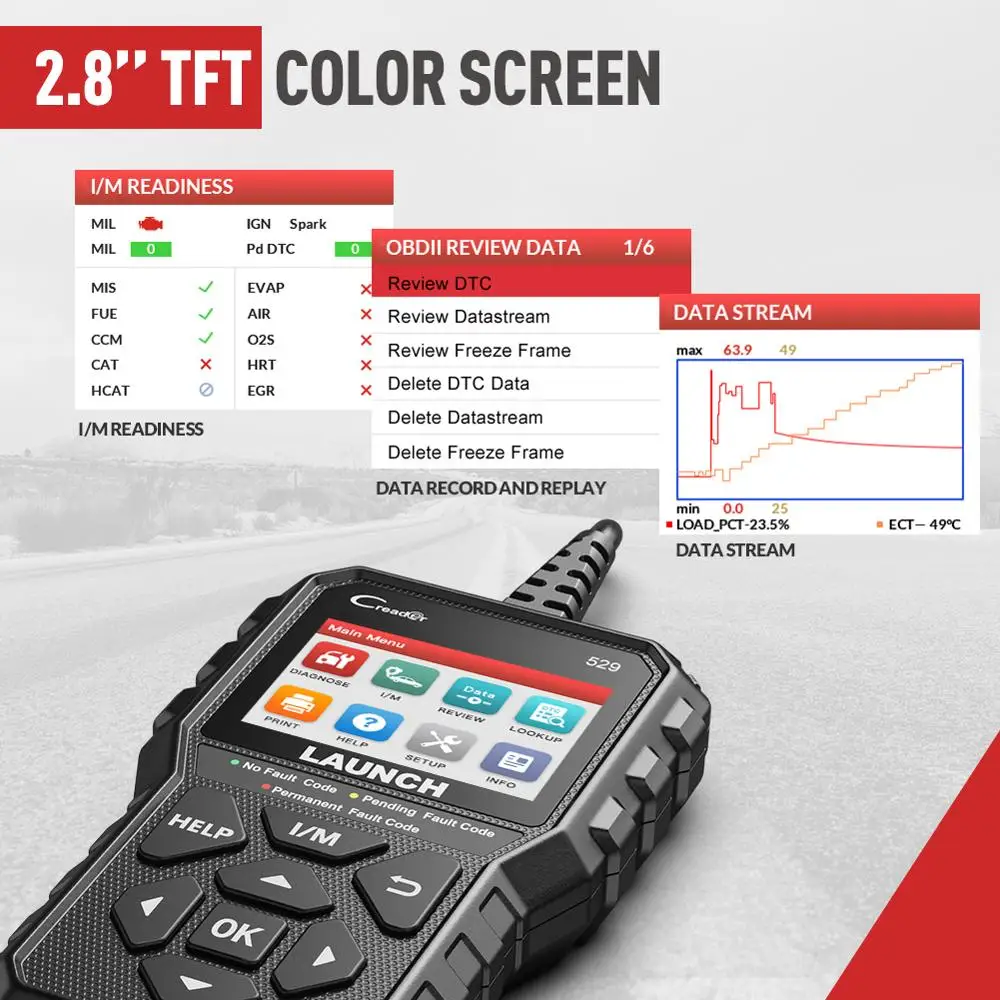 LAUNCH CR529 obd2 автомобильный диагностический сканер инструмент проверьте светильник