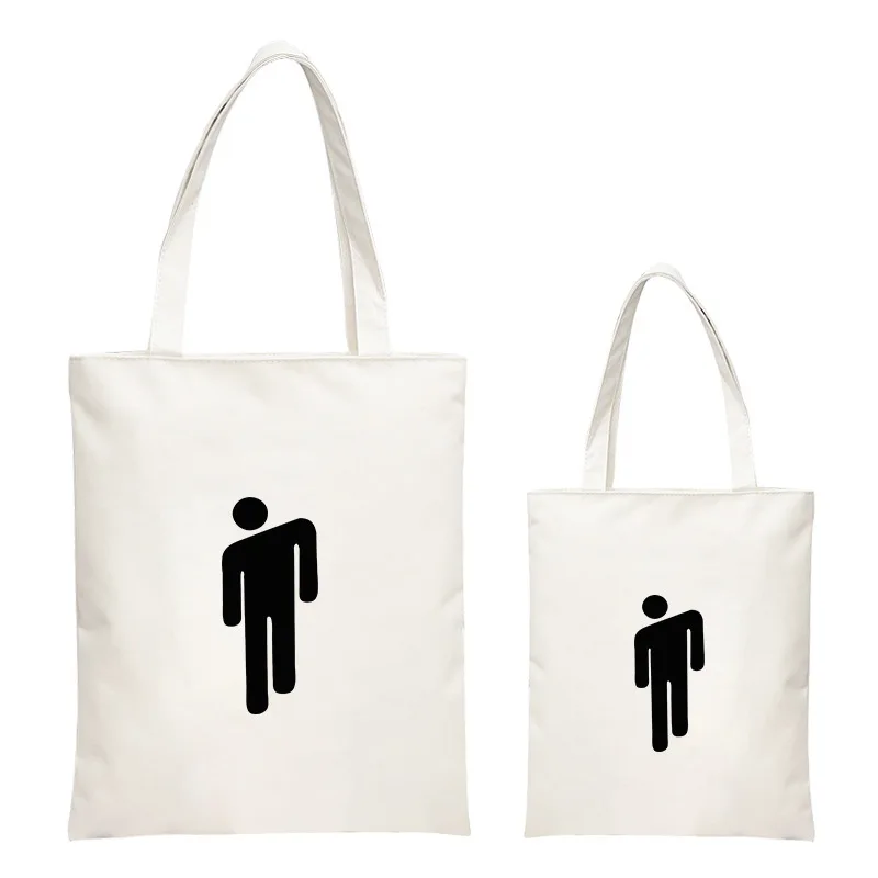 

Billie Eilish Printed Shopping Bags Large Capacity Canvas Tote Bag Fabric Cotton Cloth Reusable Shopping Shoulder Bag Women