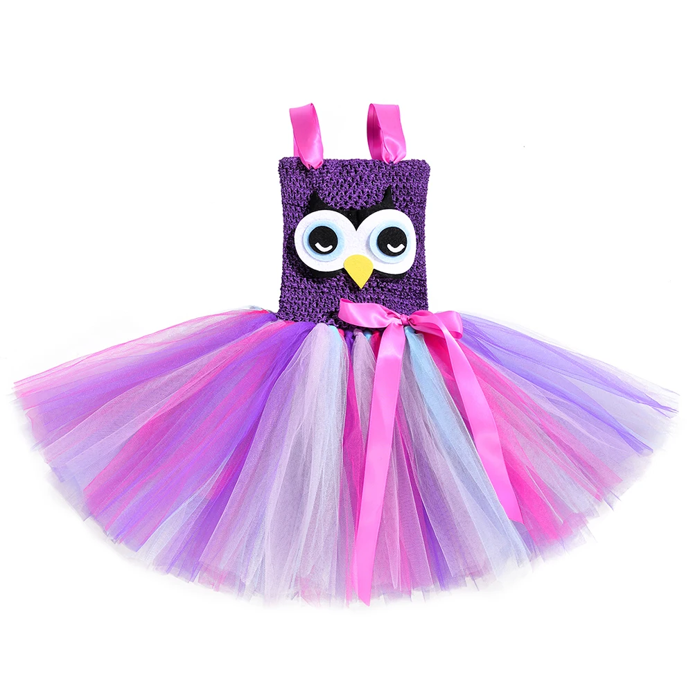 Милое Платье-пачка с совой для девочек с повязкой на голову; фатиновое платье-пачка для дня рождения для девочек; маскарадный костюм птицы на Хэллоуин