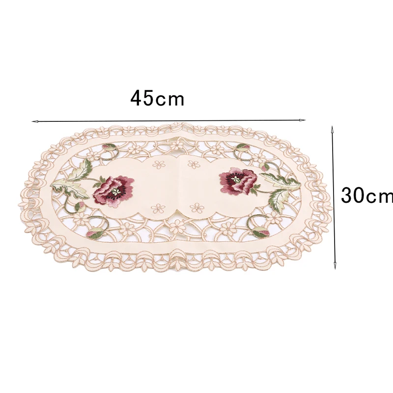 30x45 cm Винтажная вышитая Цветочная обрезная скатерть, овальная скатерть для стола, свадебная Декоративная скатерть - Цвет: 30x45 cm