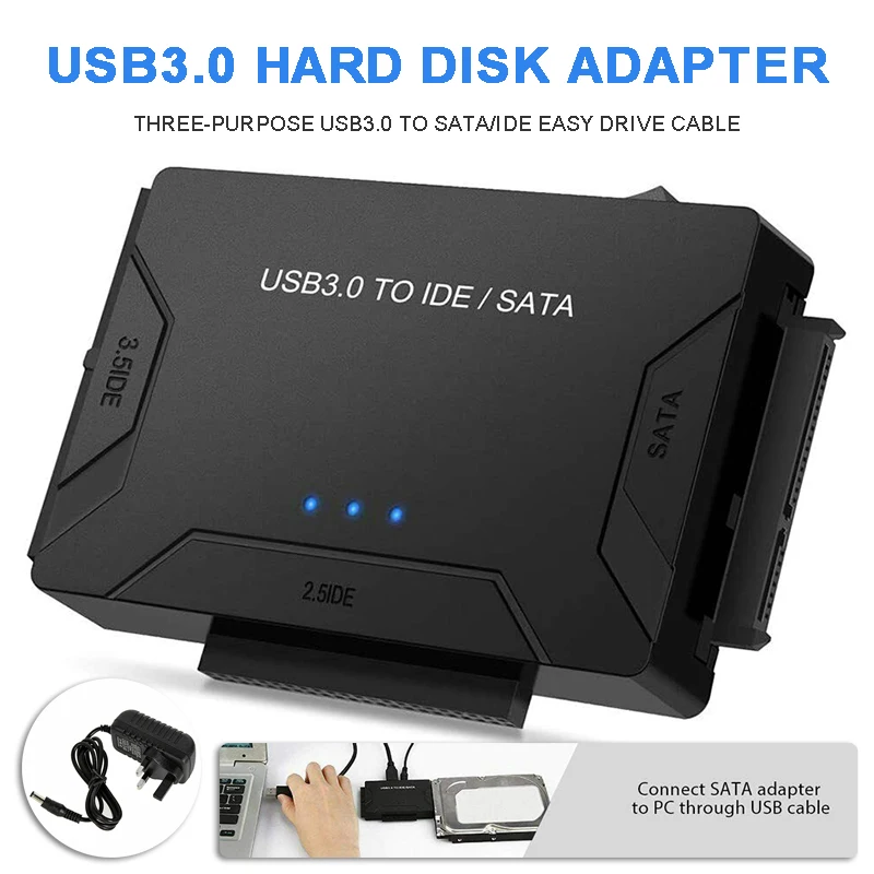 

New DC 5V/2A USB 3.0 to IDE SATA Converter Cable Hard Drive Adapter for 2.5/3.5 HDD SSD Computer Optical Drive Connectors