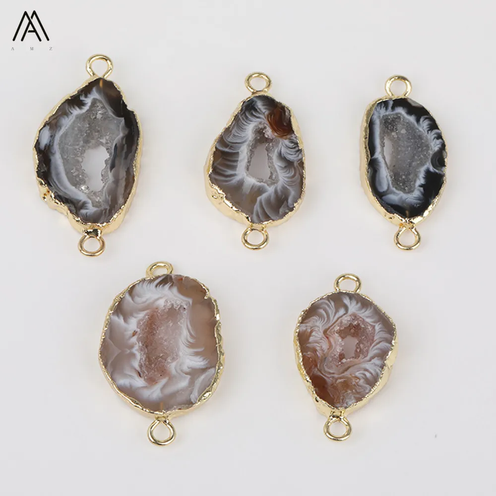 Случайные произвольной формы Druzy Агаты срезанные бусы с подвеской плиты Drusy