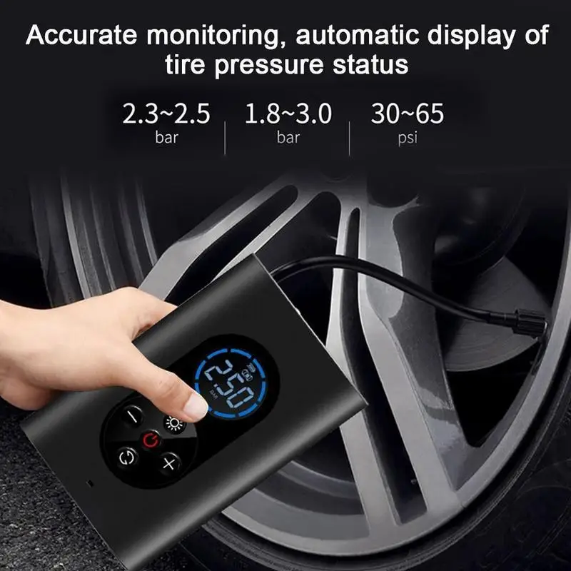 Portable Car Air Compressor Electric Cordless Tire 150 Inflator Air Digital Rechargeable Auto Balls For Car Motorcycle PSI L9V3