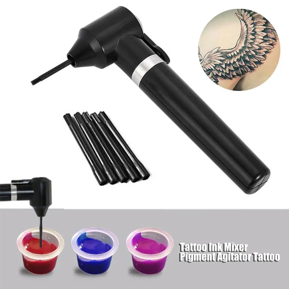 

1 Pcs Electric Black Tattoo Pigment Ink Mixer Tattoo Stirrer with 5 Sticks Machine Tool Supply Art Tattoo Accessories tool