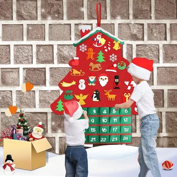 

DIY Christmas Tree 28 Pacs Wall Hanging Christmas Tree with Calendar Pocket Home Door Wall Decoration