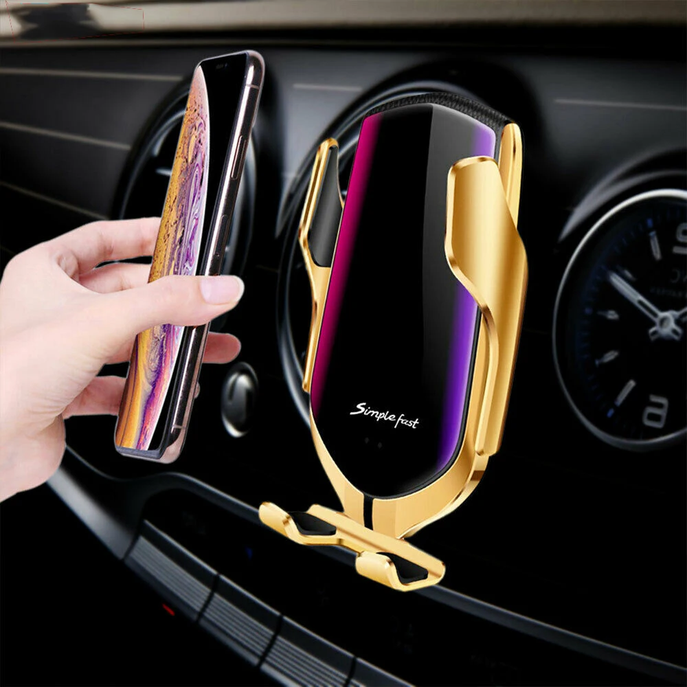  FLOVEME Automatic Clamping 10W Wireless Charger Car Holder Smart Infrared Sensor Qi GPS Air Vent Mo