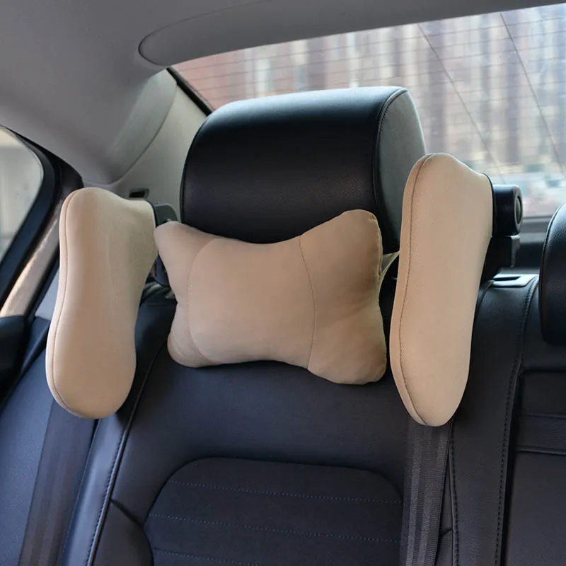 1 комплект регулируемое для сидения автомобиля подголовник для путешествий подушка под шею Авто ворс сон обе стороны Подушка для детей взрослых - Цвет: mesh beige set