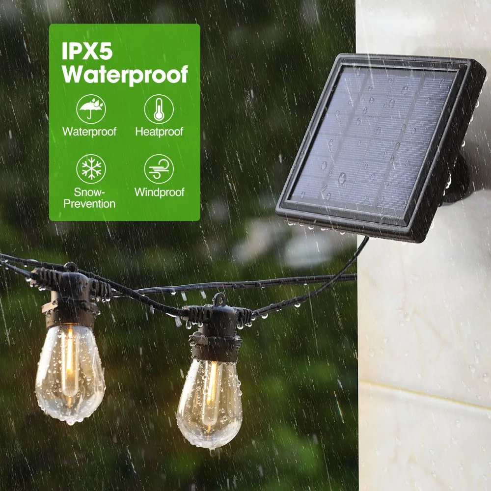 LITOM Solar Powered String Lights 12Pcs Crystal LED Bulbs with 5 Light Modes Garden Xmas Party IPX5 Waterproof LED String Lights (4)