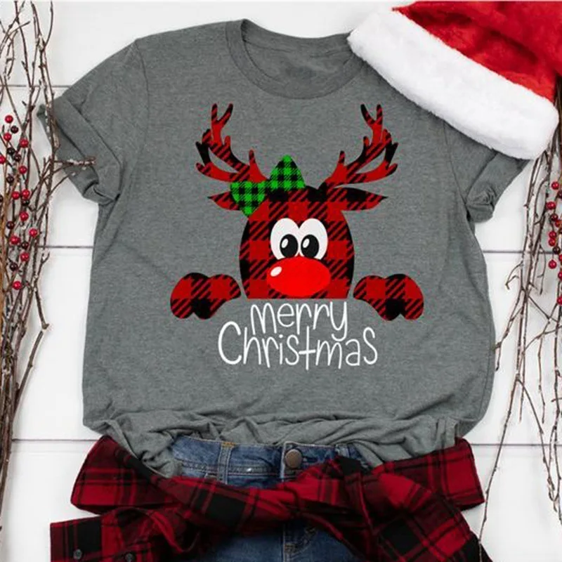 

Merry Christmas Women T Shirt Streetwear Plus Size Tops Thanksgiving 2019 Korean Punk Print O-Neck Casual Tee Aesthetic